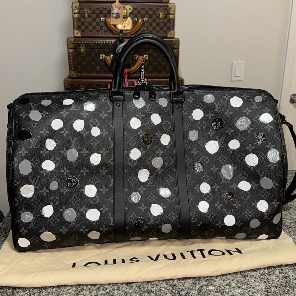 Louis Vuitton kusama eclipse monogram dots keepall 55 Travel duffle Bag suitcase - Picture 4 of 16